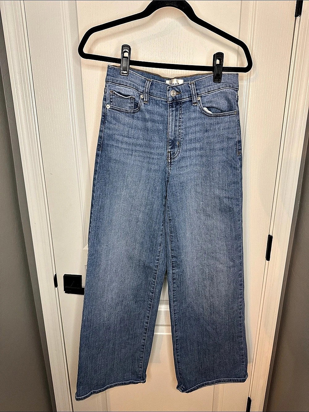 FRAME Le Palazzo Wide Leg Jeans in Blue Waist 27